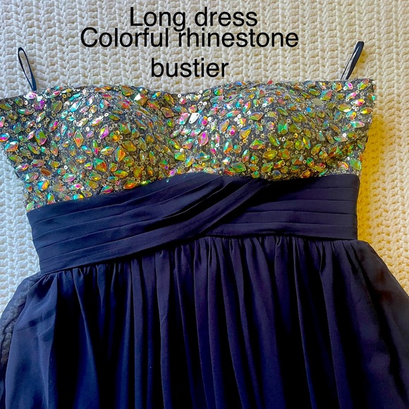 Elegant long with beautiful and colorful rhinestone bustier. Size 14 - Picture 3 of 11